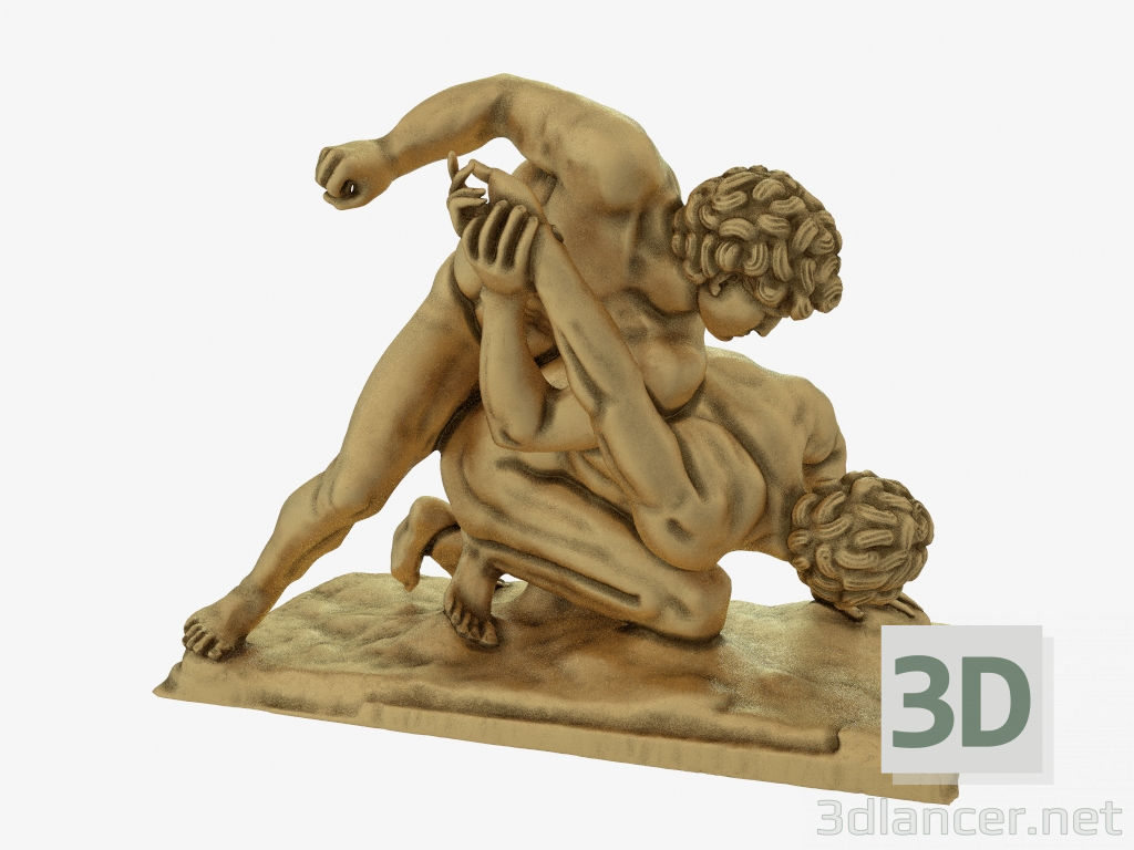 Modelo 3d Escultura de bronze os lutadores - preview