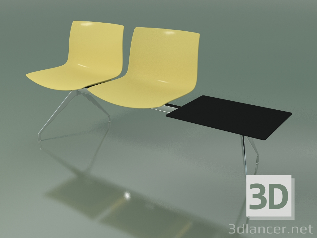 modello 3D Panchina 2036 (doppia, con tavolo, polipropilene PO00415) - anteprima