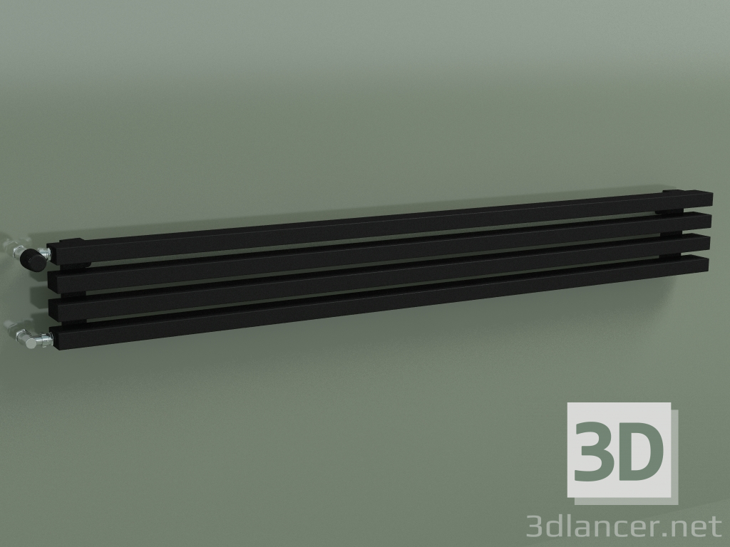 3 डी मॉडल क्षैतिज रेडिएटर RETTA (4 खंड 1500 मिमी 60x30, काला मैट) - पूर्वावलोकन