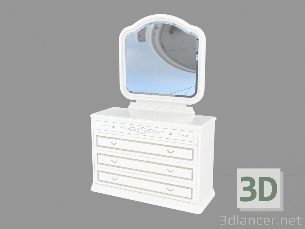 Modelo 3d Cômoda para um quarto com um espelho (1341x888x489) - preview