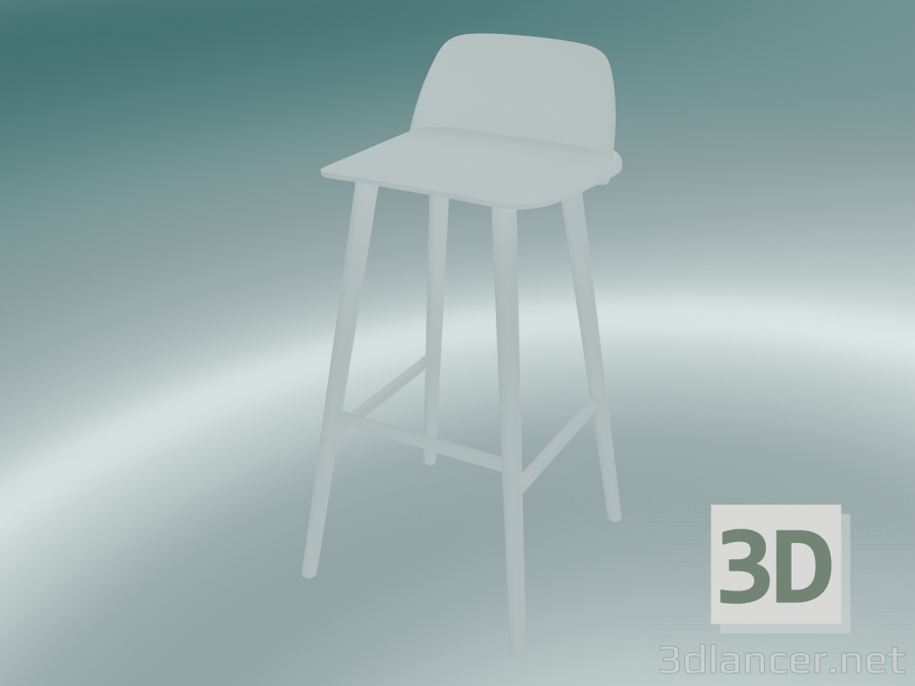 modello 3D Sgabello da bar Nerd (75 cm, bianco) - anteprima