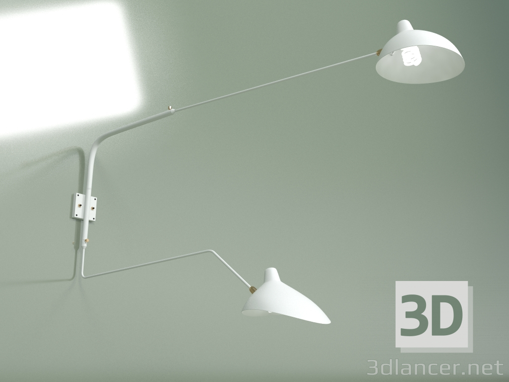 3d model Aplique Sconce Mouille 2 luces 2 (blanco) - vista previa