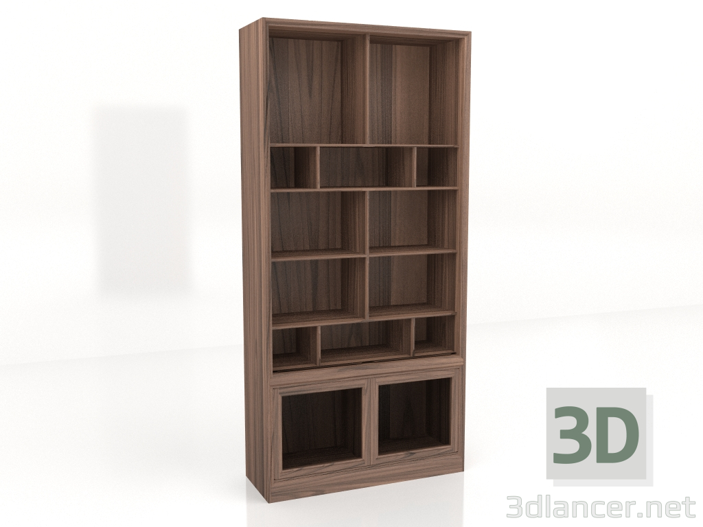 3d model Mueble biblioteca con puertas 100x36x210 - vista previa