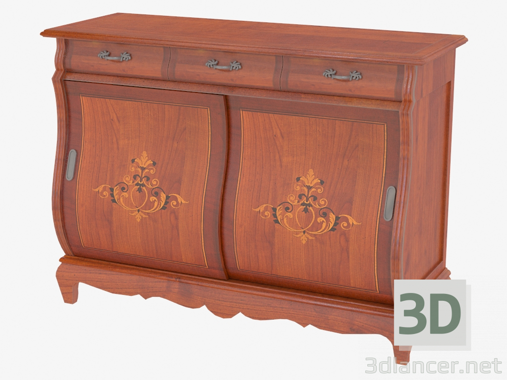 3d model Two-door cupboard with three drawers MD407 - preview