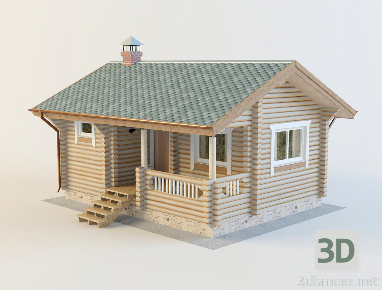 3D modeli çam ev - önizleme