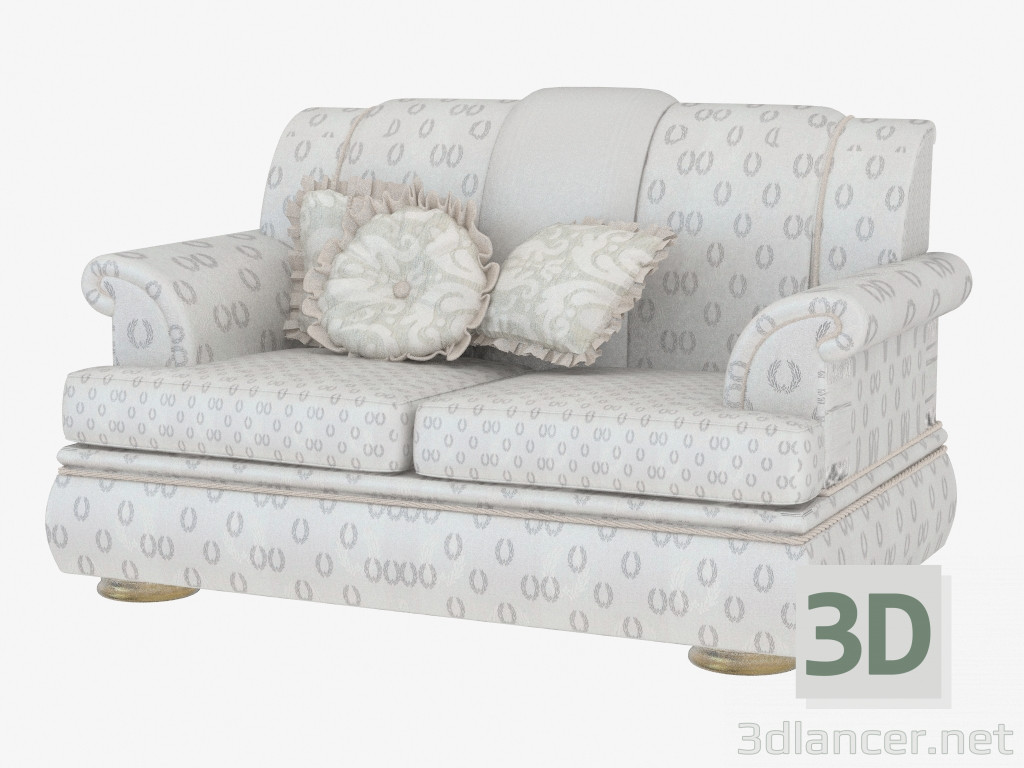 3D Modell Klassisches Doppel-Sofa (T454) - Vorschau