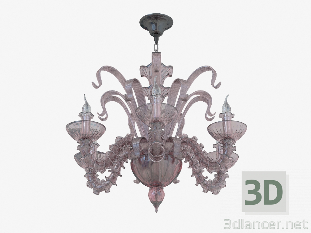 modello 3D vetro lampadario (S110188 6red) - anteprima