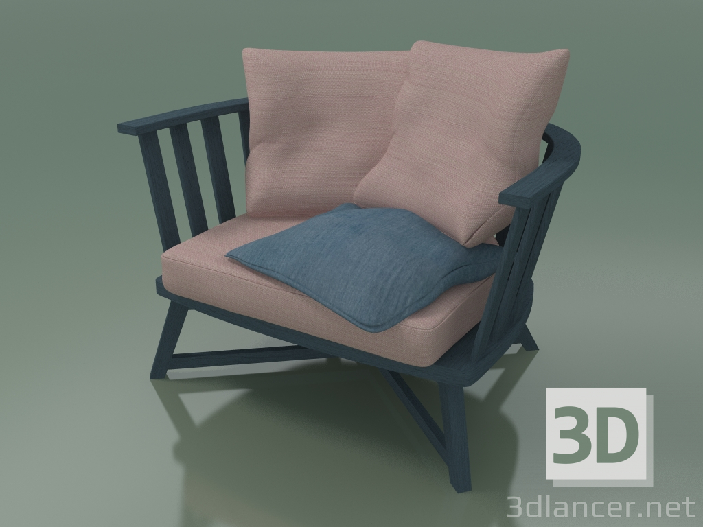 3D Modell Sessel halbkreisförmig (07, blau) - Vorschau