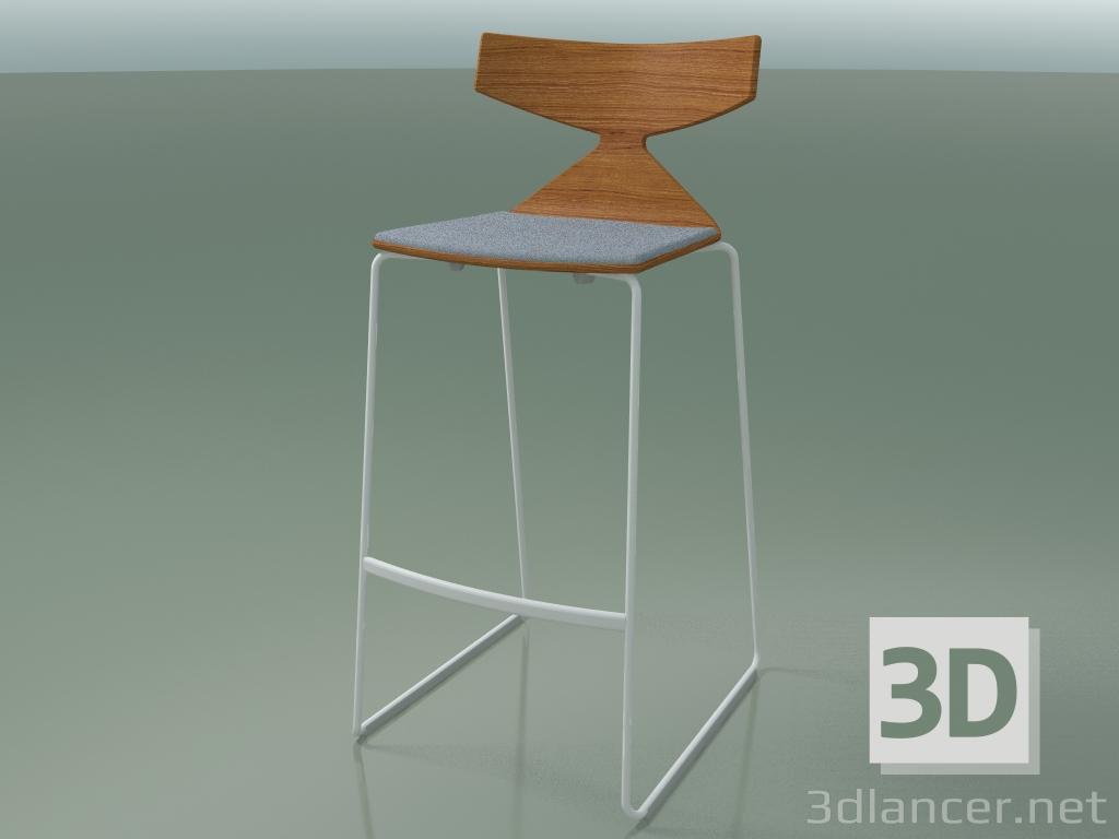 3D Modell Stapelbarer Barhocker 3713 (mit Kissen, Teak-Effekt, V12) - Vorschau