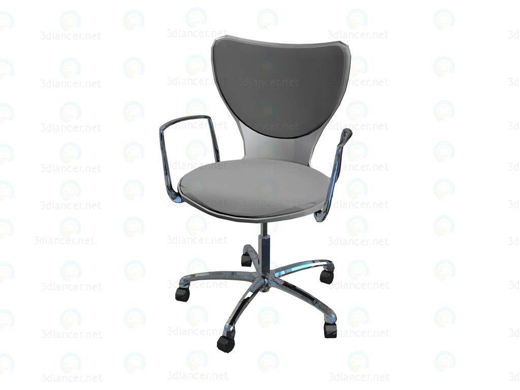 3d model Office chair polyamide upholstered in fabric with arms - preview