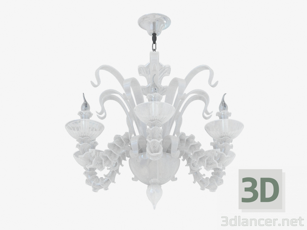 modello 3D vetro lampadario (S110188 6white) - anteprima