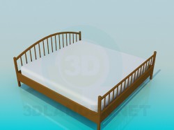 Двоспальне ліжко з дерев'яними бильцями