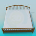 3d модель Двоспальне ліжко з дерев'яними бильцями – превью