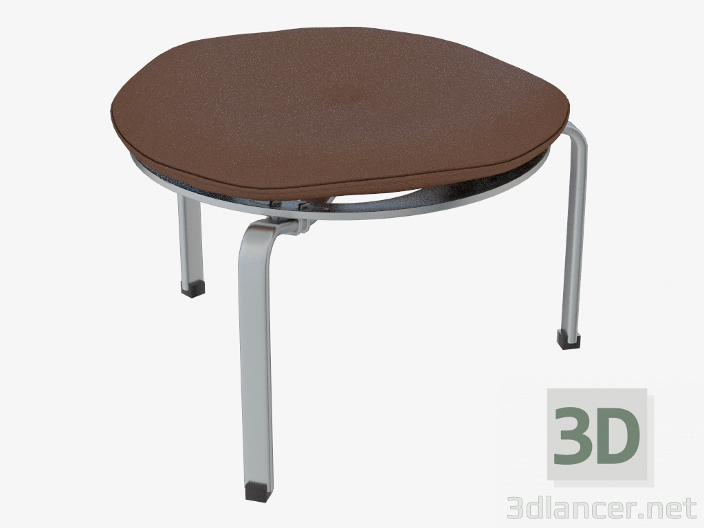Modelo 3d Banqueta de três pernas com almofada de pele PK33 - preview