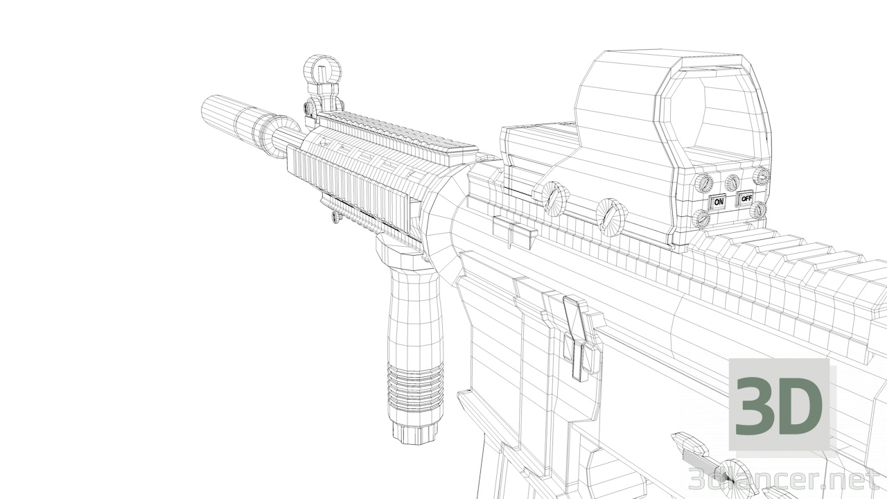 3d Модель штурмовой винтовки М4А1 модель купить - ракурс
