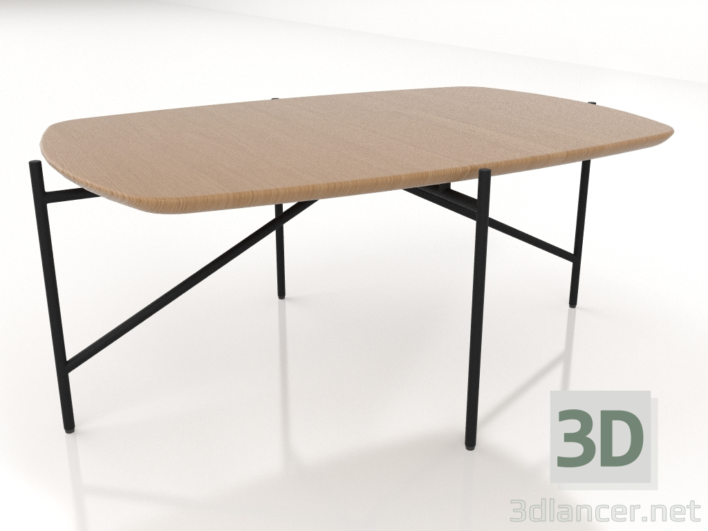 3d модель Стіл низький 90х60 з дерев'яною стільницею – превью
