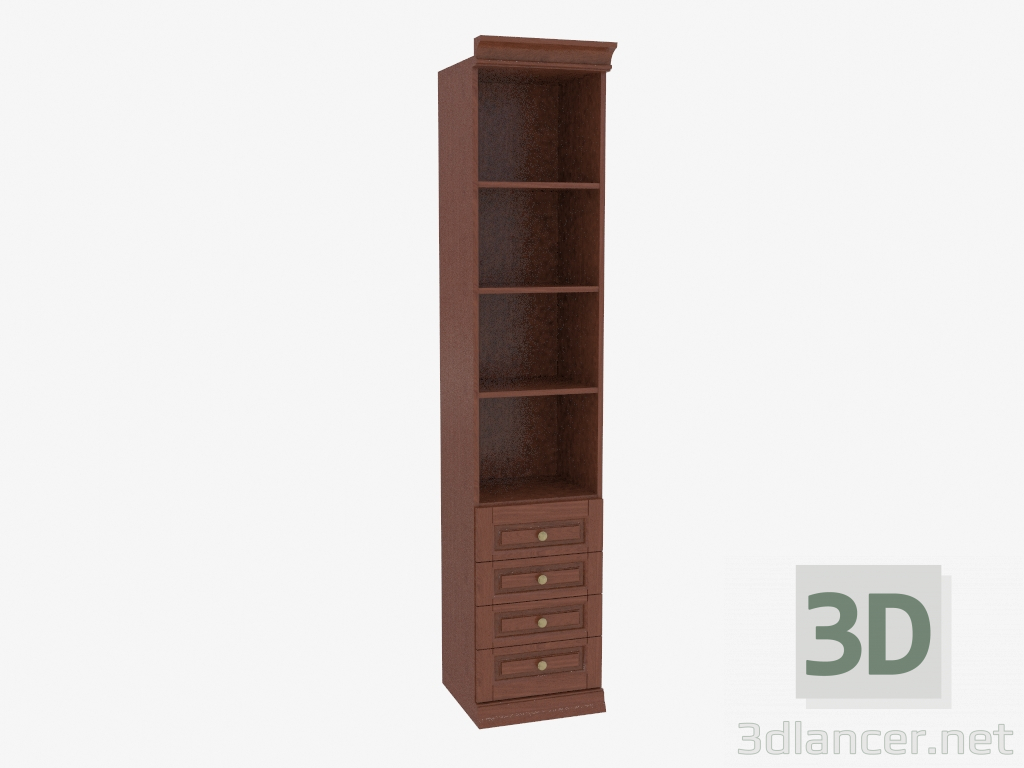 3D Modell Bücherregal schmal mit offenen Regalen (3841-24) - Vorschau