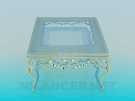 3d model Coffee table with gold legs - preview