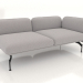 3d model 2-seater sofa module with an armrest on the right - preview