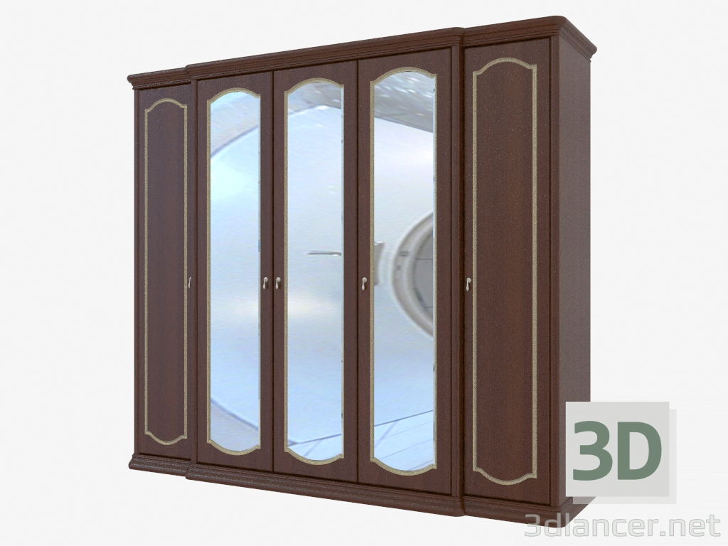 Modelo 3d Guarda-roupa 5 portas com espelhos (2643x2330x685) - preview