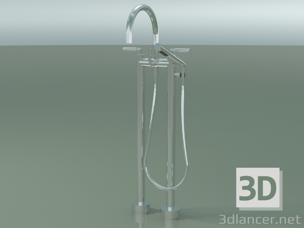3D Modell Zweiloch-Bademischer für freistehende Installation (25 943 882-00) - Vorschau
