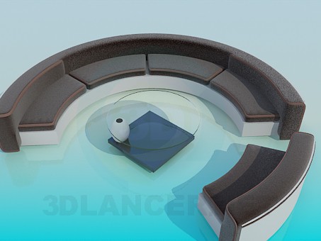 3d model Round the sofa and coffee table - preview