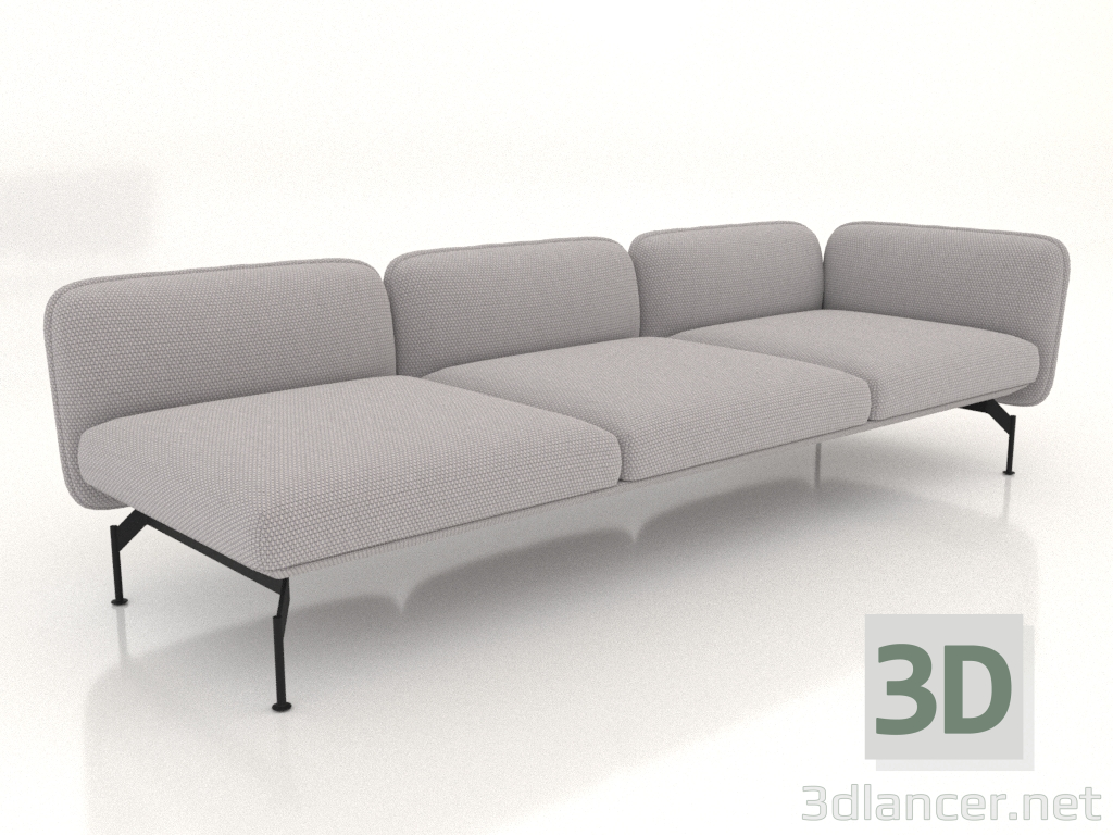modello 3D Modulo divano 3 posti con bracciolo a destra - anteprima