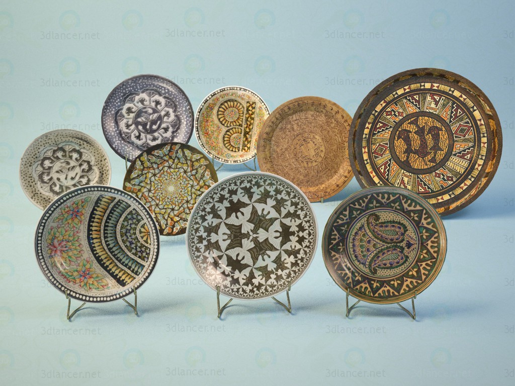 3d model Decorative plates with stands - preview
