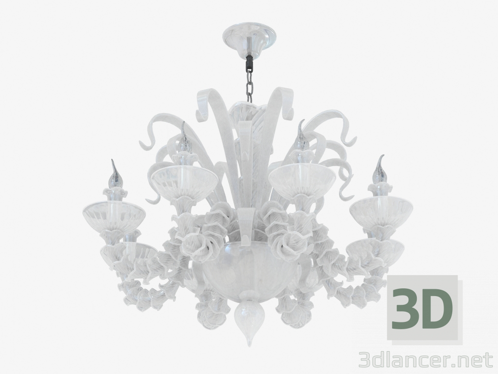 modello 3D vetro lampadario (S110188 8white) - anteprima