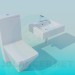 3D modeli Tuvalet ve yıkama lavabo seti - önizleme