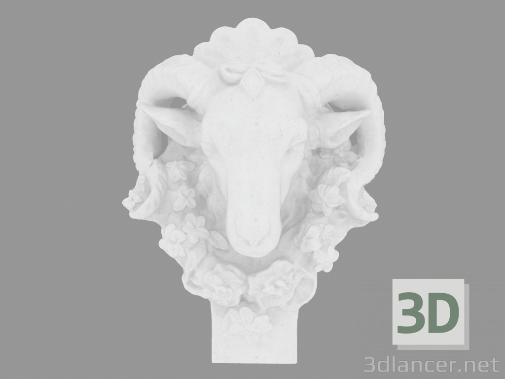 3D modeli Bir Ram Mermer Heykel Başkanı - önizleme