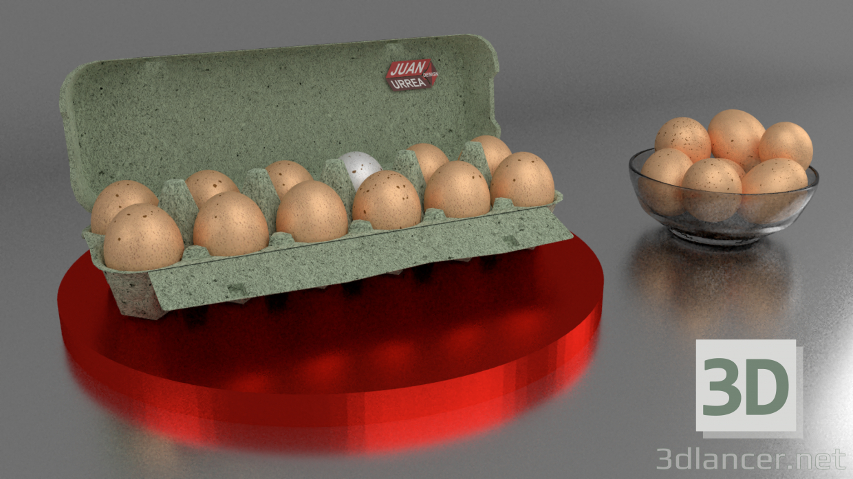 modèle 3D Boîte de 12 oeufs - preview
