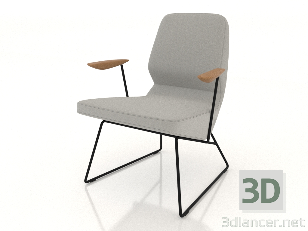 3d model Armchair on D12 mm slides with armrests - preview