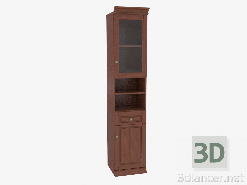 modèle 3D La bibliothèque est étroite avec des étagères ouvertes au milieu (3841-31) - preview