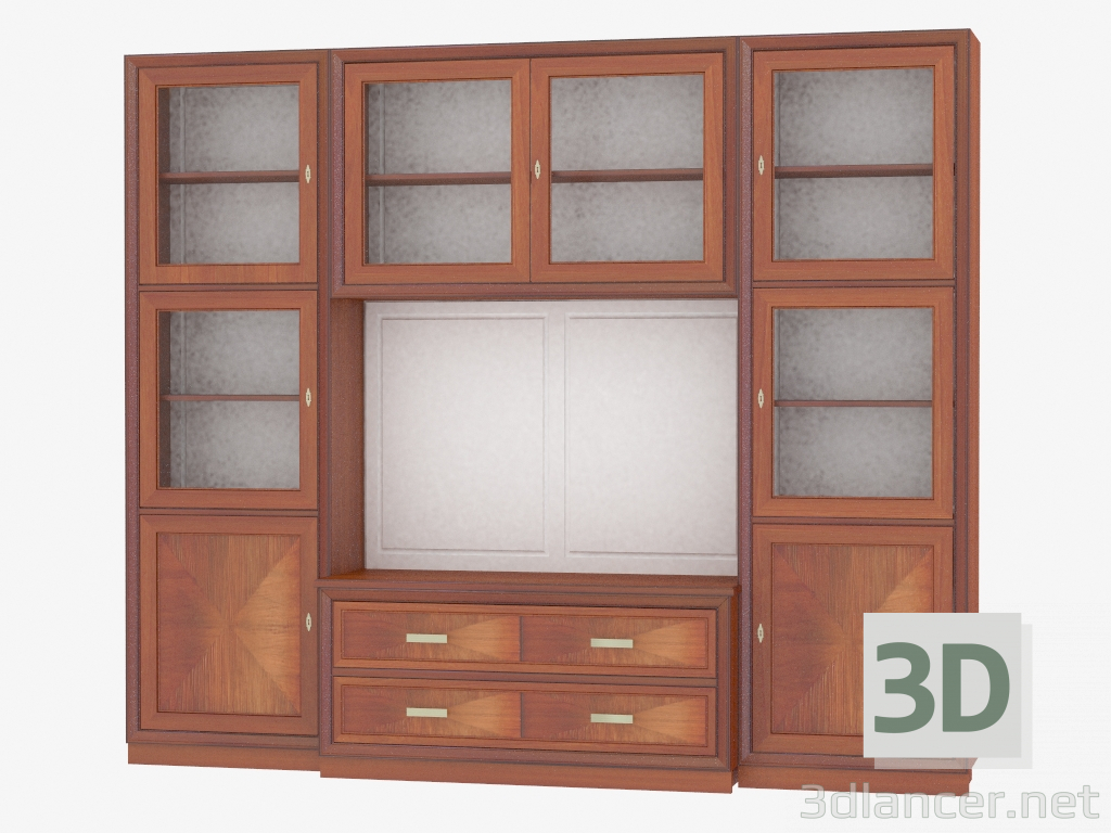 modèle 3D Armoire de bibliothèque avec une place pour la télévision LG213 - preview