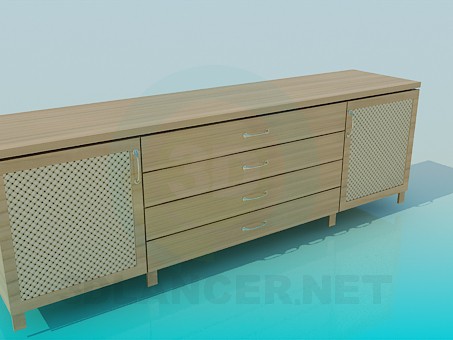 3d model Chest of drawers elongated - preview