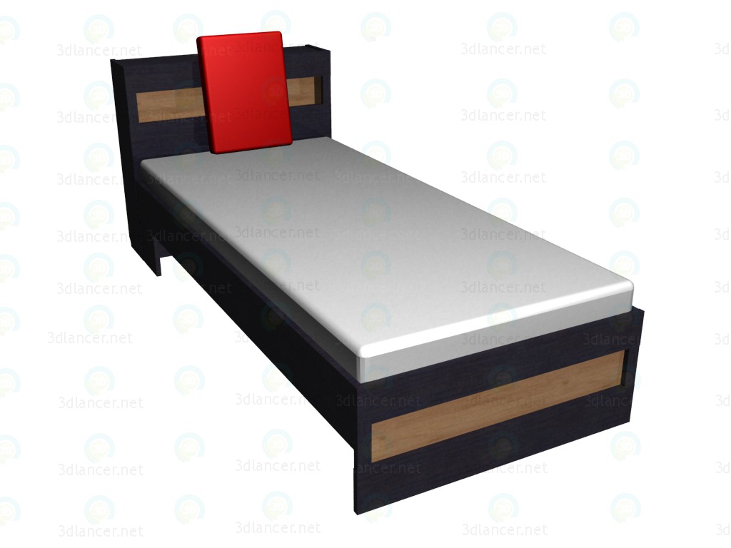 3d модель Кровать 1-местная 90x200 с подголовником – превью