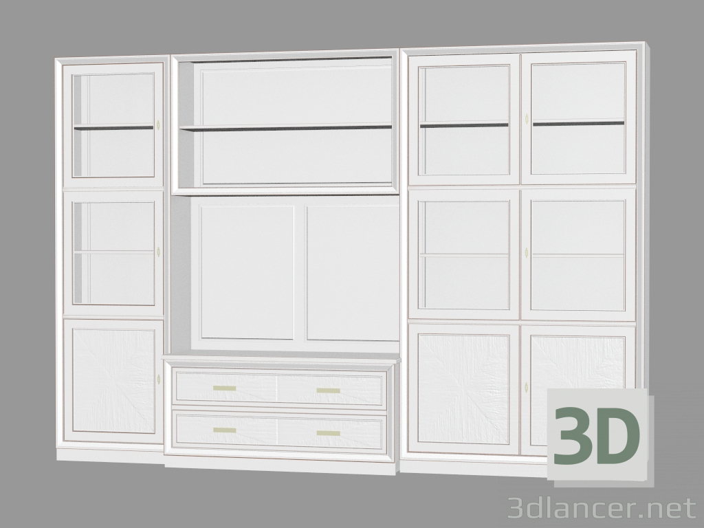 modèle 3D Bibliothèque avec une place pour la télévision LG214 - preview