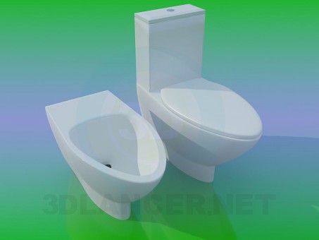 modello 3D WC e bidet - anteprima