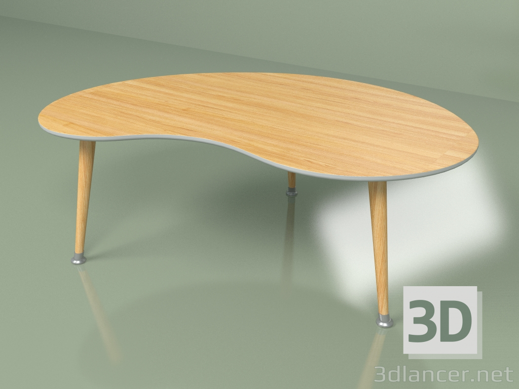 3d model Coffee table Kidney veneer (light gray) - preview