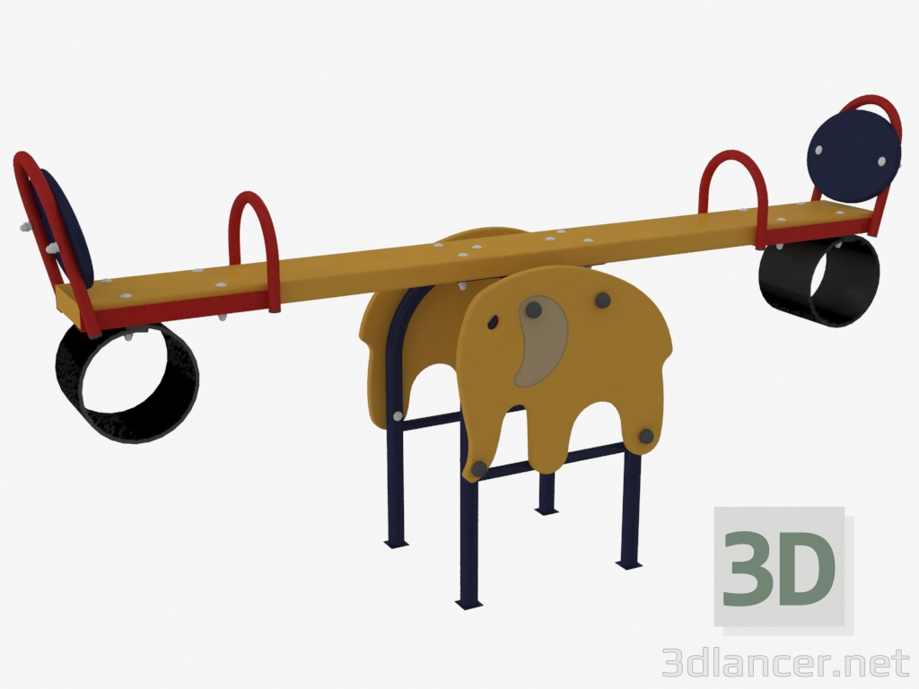 3D Modell Schaukelstuhl Ausgleichsgewicht eines Spielplatzes für Kinder Elefant (6208) - Vorschau