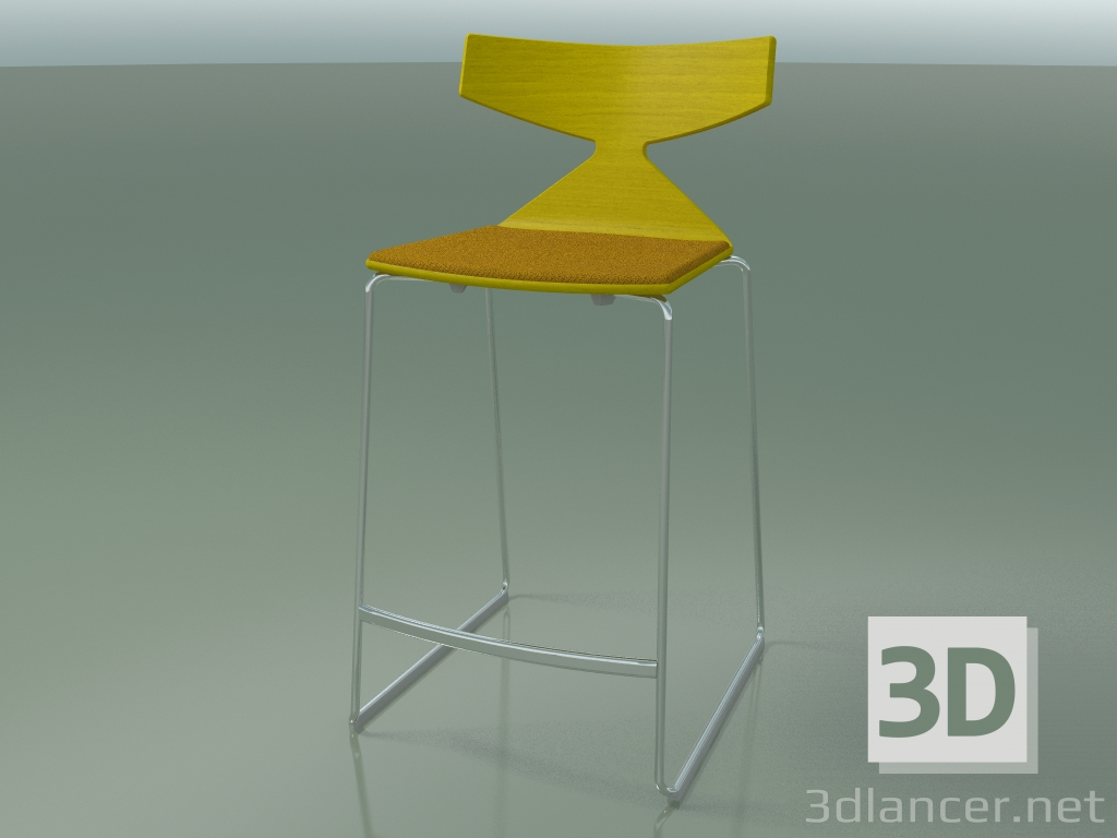 3D Modell Stapelbarer Barhocker 3712 (mit Kissen, Gelb, CRO) - Vorschau
