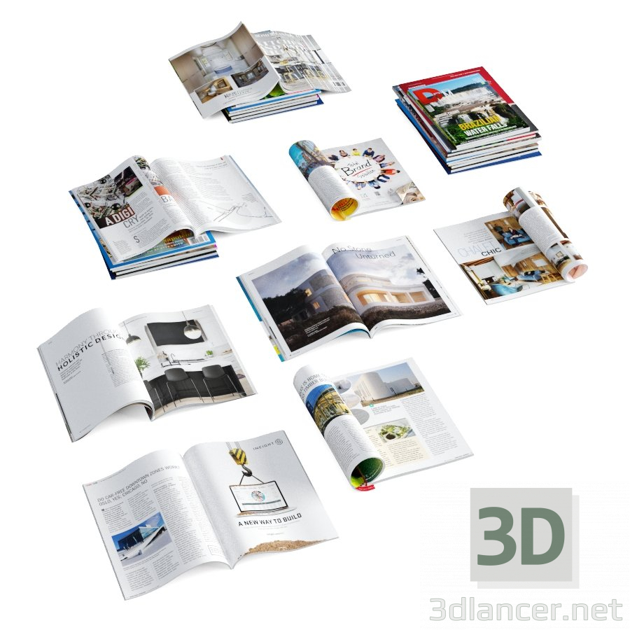 Satz Zeitschriften 3D-Modell kaufen - Rendern