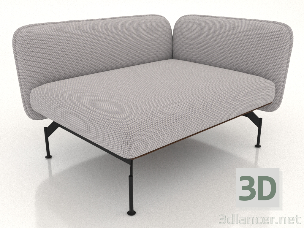 3d model Módulo de sofá 1,5 plazas con reposabrazos a la derecha (tapizado exterior de piel) - vista previa