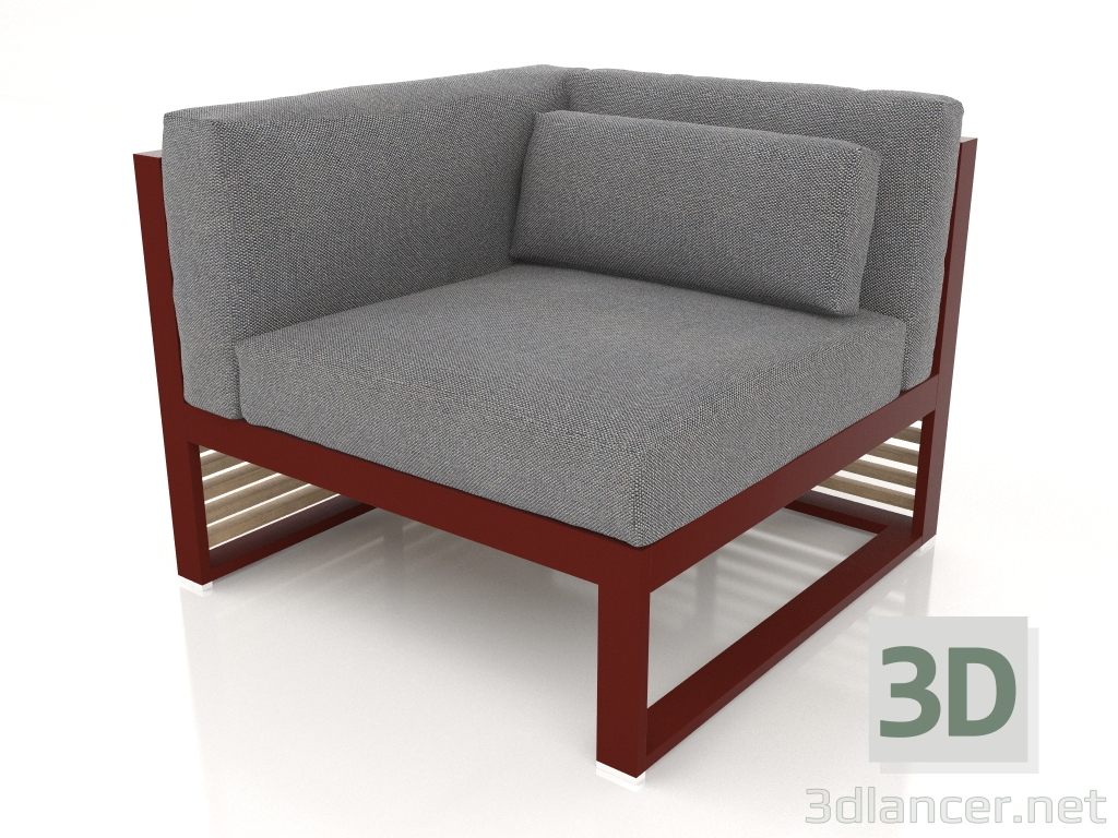 3D Modell Modulares Sofa, Abschnitt 6 links (Weinrot) - Vorschau