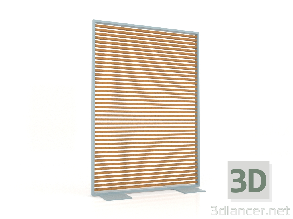 modello 3D Parete divisoria in legno artificiale e alluminio 120x170 (Roble golden, Blu grigio) - anteprima