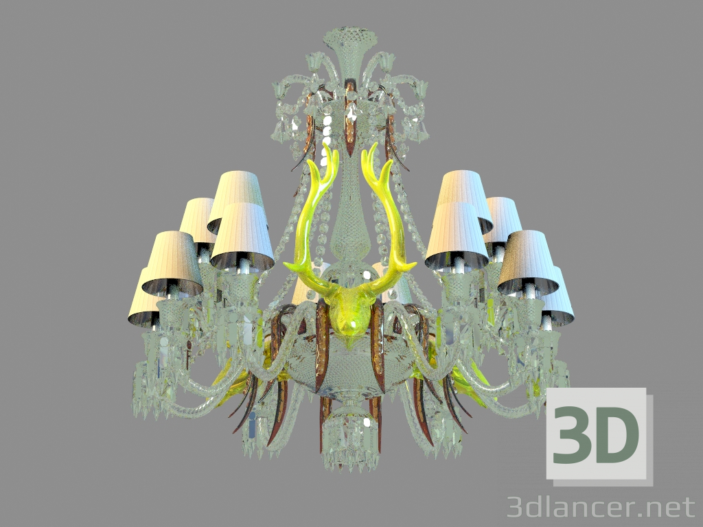 3D Modell Люстра Zenith sur la Lagune mit sauren gelben Hirschen - Vorschau