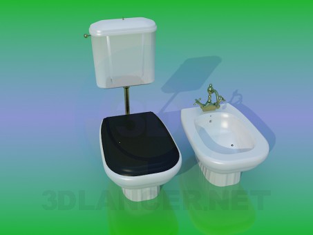 modello 3D WC e bidet - anteprima