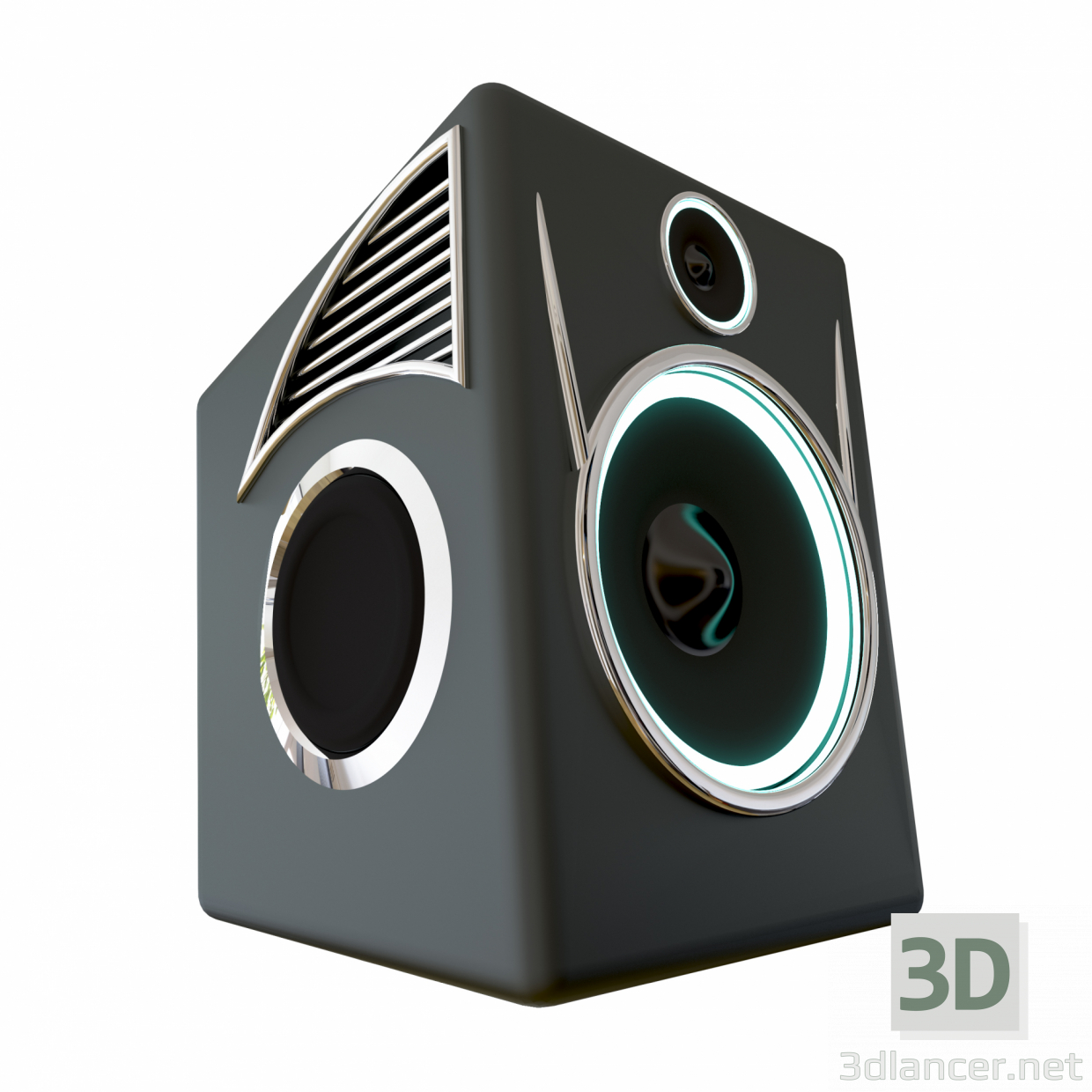 modello 3D di altoparlante moderno ad alta frequenza con illuminazione comprare - rendering