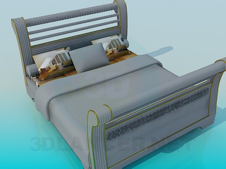 3d модель Ліжко з бильцями – превью